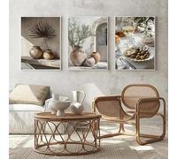 Impresiones en lienzo, pintura italiana, limón, naranja, olivo, paisaje retro griego, póster, arte de pared, imágenes para decoración del hogar (50 x 75 cm, 3 piezas)