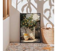 Impresiones en lienzo, pintura italiana, limón, naranja, olivo, paisaje retro griego, póster, arte de pared, imágenes para decoración del hogar (40 x 60 cm/sin marco)