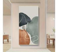 Impresiones en lienzo, pintura moderna abstracta con patrón de piedra, estilo nórdico, decoración del hogar, sala de estar, sofá, pared, vestíbulo (40 x 80 cm)