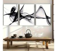 Impresiones en lienzo Pintura Moderna Elegante Blanco y Negro Abstracto Lienzo Arte Clásico Estilo Art Decó 50x70cm-3 Piezas Sin Marco