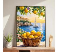 Impresiones en lienzo, pintura retro de limón, póster de viaje de Italia, decoración de pared moderna para el hogar, sala de estar, dormitorio, arte (40 x 55 cm)