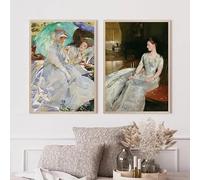 Impresiones en lienzo, pintura vintage de Lady Vincent, John Singer, Sargent, póster de belleza, rosa, arte para decoración del hogar (60 x 90 cm, 2 piezas)