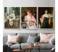 Impresiones en lienzo, pintura vintage de Lady Vincent, John Singer, Sargent, póster de belleza, rosa, arte para decoración del hogar (30 x 50 cm, 3 unidades)