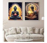 Impresiones en lienzo, pinturas al óleo de Buda en HD, estatua de Dios Zen, arte de pared, fotos para sala de estar, decoración moderna del hogar (30 x 45 cm, 2 unidades)