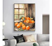 Impresiones en lienzo, pinturas, imágenes artísticas, sala de estar, decoración del hogar, huevos en un arco de madera, frutas, granja, cocina, carteles, país, 50 x 75 cm, sin marco