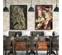 Impresiones en lienzo Póster Marcel Duchamp Abstracto Retro Arte Conceptual Galería Exposición Arte Pared Hogar Sala de estar Decoración del hogar 60x90cm-2 piezas Sin marco