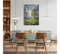 Impresiones Lienzo Artísticas De Pared De Luz Solar Árboles Pradera, Paisaje Natural Azul-Verde, Posters En Cuadro Lienzo Para Decoración De Sala De Estar Y Dormitorio, Sin Marco, 70X100Cm
