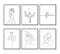 Impresiones minimalistas para pared, arte de línea de amor en blanco y negro, decoración de pared, lienzo abstracto, arte de pared, pósteres de arte para (8 x 10 pulgadas, sin marco)