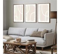 Impresiones nórdicas abstractas de líneas blancas, póster bohemio beige, arte de pared, pintura al óleo, decoración moderna para sala de estar (50 x 75 cm, 3 piezas)