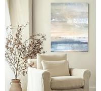 Impresiones, pinturas, obras de arte para paredes, azul y gris, beige, arte abstracto moderno en lienzo, perfecto para dormitorio, sala de estar, (80 x 125 cm (32 x 49 pulgadas) con marco)