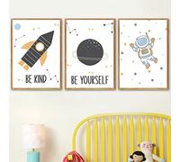 Impresiones Sobre Lienzo Cohete Nórdico Estrellas Dibujos Animados Espacio Astronauta Vivero Pared Arte Cuadros Lienzo Pintura Carteles E Impresiones Habitación Infantil Decoración Del Hogar 40x50cm