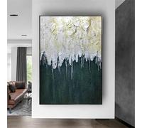 Impresiones sobre lienzo Pintura abstracta verde blanquecino Pintura al óleo sobre lienzo Arte de pared texturizado para decoración del hogar Obra de arte 50x75CM Sin marco