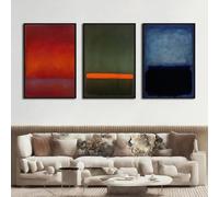 Impresiones sobre lienzo, pintura de Mark Rothko, azul y verde, reproducción de arte abstracto de pared moderno para sala de estar y dormitorio (40 x 60 cm, 3 piezas)