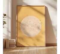 Impresiones sobre lienzo, pintura de sol amarillo, impresión artística japonesa, pájaros voladores, pared abstracta, decoración para sala de estar, dormitorio japonés (60 x 90 cm)