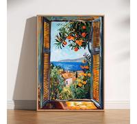 Impresiones sobre lienzo, pintura de ventana abierta, impresión de Henri Matisse, puertas de patio, Italia, Mediterráneo, lago de Como, decoración de oficina y hogar (60 x 85 cm)