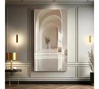 Impresiones sobre lienzo, pintura moderna abstracta de espacio expandido, arte de pared para sala de estar, decoración del hogar en gris suave (80 x 160 cm)