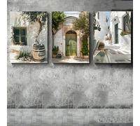 Impresiones sobre lienzo, pintura moderna de hojas verdes, arquitectura nórdica para sala de estar, dormitorio, oficina, decoración del hogar (50 x 70 cm, 3 piezas)