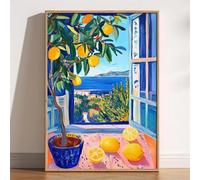 Impresiones sobre lienzo, pintura "Ventana abierta", Henri Matisse, impresión, puertas de patio, Italia, Mediterráneo, lago de Como, decoración del hogar (70 x 100 cm/marco interior)