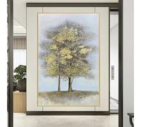 Impresiones sobre lienzo, pinturas al óleo, decoración retro para el hogar, cuadro de pared, espléndido arte de pared, clásico, hoja de oro, árbol grande para habitación, porche (50 x 70 cm/sin marco)