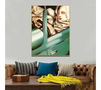 Impresiones sobre lienzo Tamara de Lempicka pintura al óleo (Autorretrato en el Bugatti Verde) Arte moderno Cuadro decorativo para el hogar 70x100CM Sin marco