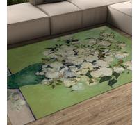 Impresionismo Alfombra 60x120 Verde Alfombrilla de área Jarrón Rosa Retro Estilo Naturaleza Muerta Tapete Lavables Pintura Moderna al óleo Lujo Floral Sala Estar Antideslizantes Pelo y