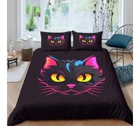 Impreso En 3D Blue and Black Gatos Juego De Ropa De Cama con Cierre De Cremallera Funda De Almohada Juego De Funda De Edredón Microfibra King（220x240cm）