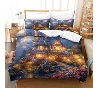Impreso En 3D Castillo del Sueño Juego De Cama De con Cierre De Cremallera Funda De Almohada Juego De Funda De Edredón Microfibra Super King（260x220cm）
