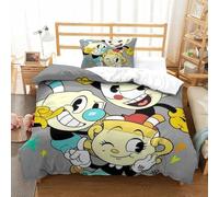 Impreso En 3D Cuphead Juego De Cama De con Cierre De Cremallera Funda De Almohada Funda De Edredón Microfibra Single（135x200cm）