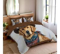 Impreso En 3D Golden Retriever Realista Juegos De Ropa De Cama 180 X 220 Cm Amantes Los Perros Funda Nórdica Plumón Ultra Suave Universal con Funda Almohada con Cremallera Ideal para Niños Niñas