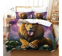 Impreso En 3D Majestic20León20in20full20glory20occupying20the20center20of20the20composition20showcasin Juego De Cama De Con Cierre De Cremallera Funda De Almohada Funda De Edredón Microfibra Single（14