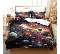 Impreso En 3D Planeta Juego De Cama De Microfibra Suave Funda De Edredón Fundas De Almohada 3 Piezas Cremallera Oculta King（220x240cm）