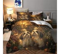 Impreso En 3D Shih Tzu Juego De Cama De con Cierre De Cremallera Funda De Almohada Funda De Edredón Microfibra Double（200x200cm）