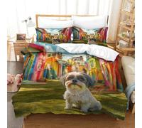 Impreso En 3D Shih Tzu Juego De Ropa De Cama con Cierre De Cremallera Funda De Almohada Funda De Edredón Microfibra Single（140x200cm）