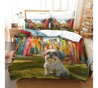 Impreso En 3D Shih Tzu Juego De Ropa De Cama con Cierre De Cremallera Funda De Almohada Juego De Funda De Edredón Microfibra Super King（260x220cm）