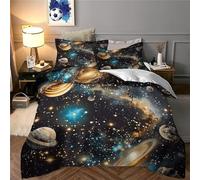 Impreso En 3D Un Cielo Lleno de Galaxias Juego De Ropa De Cama con Cierre De Cremallera Funda De Almohada Juego De Funda De Edredón Microfibra Single（135x200cm）