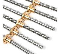 Impresora 3D Con Tornillo De Avance T12, Tornillo Trapezoidal De Acero Inoxidable Con Tuerca De Cobre, Paso De 2 Mm/3 Mm, Varilla Roscada Tipo T De 100 Mm-500 Mm, 1 Unidad(Pitch 2mm Lead 8mm,200mm)