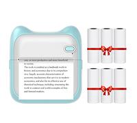 Impresora de bolsillo portátil Impresora térmica BT wirel Soporte operación simple Foto Notas Errores Impresión recordatorio de texto Azul Viene con 6 rollos de papel sensible al calor