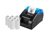 Impresora de escritorio POS de 58 mm, impresora térmica de recibos USB, Bluetooth, impresora de recibos para restaurantes, ventas, cocina, impresión de facturas (color: USB y 7 rollos)