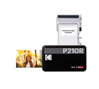Impresora de fotos portátil KODAK Mini 2 Retro 4PASS (2.1x3.4 pulgadas) + 8 hojas, negra