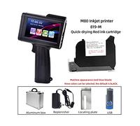 Impresora De Mano, English Portable Small Label Handheld Inkjet Printer Production Date QR Code Batch Number Logo HD Printing Fadeless Fast Drying Imprima En Cualquier Momento(Printer - Red Ink)