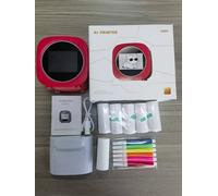 Impresora de pegatinas AI, impresora inteligente de pegatinas de voz con control de pantalla y voz, mini termoadhesivos, con 10 rollos de papel fotográfico y 6 lápices de colores, impresora de