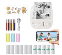 Impresora de Pegatinas,Máquina Térmica Portátil Sin para Fotos,Máquina Creadora De Pegatinas con Catorce Rollos De Papel - para Diario Anotaciones Fotografía Oficina Hogar Escuela