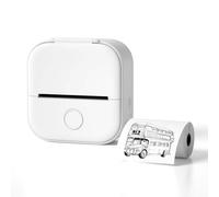Impresora de Pegatinas portátil para Imprimir Notas, Pegatinas, Etiquetas o imágenes, Impresora Fapiere T02, Mini Impresora térmica, Control de Aplicaciones (Blanco)