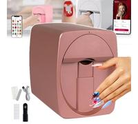 Impresora De Uñas Inteligente 3D, 2400 PPP, Admite Ajuste De Posición/tamaño del Patrón, Más De 1000 Diseños A Elegir/controlado por Aplicación, Compatible con WiFi/USB, para Uñas,Gold
