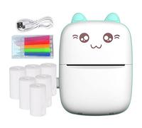 Impresora, impresora móvil portátil con 6 rollos de papel de impresión, impresora inalámbrica recargable de 200 mAh con 5 bolígrafos de acuarela, impresora inteligente compatible con teléfono para