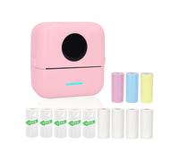 Impresora PortáTil, Impresora de Pegatinas Sin Tinta con 12 Rollos de Papel, Impresora TéRmica para Notas/Fotos/Pegatinas, Rosa