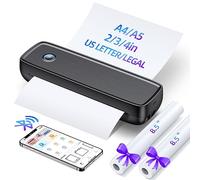 Impresora portátil inalámbrica para viajes, mini impresora térmica inalámbrica Bluetooth sin tinta para viajes, soporte de 8.5 x 11 pulgadas, carta estadounidense y papel térmico legal A4 y A5