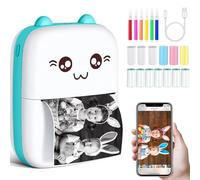 Impresora portátil mini impresora fotográfica térmica sin tinta con 13 rollos de papel, impresora inteligente Bluetooth compatible con Android e iOS, para etiquetas, imágenes, nota (C9-Bleu)