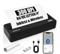 Impresora portátil sin tinta para viajes, impresora térmica inalámbrica, compatible con 8.5 x 11 pulgadas, A4/carta estadounidense, compatible con Bluetooth con teléfonos inteligentes Android/iOS para