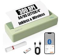 Impresora portátil sin tinta para viajes, impresora térmica inalámbrica, compatible con 8.5 x 11 pulgadas, A4/carta estadounidense, compatible con Bluetooth con teléfonos inteligentes Android/iOS para